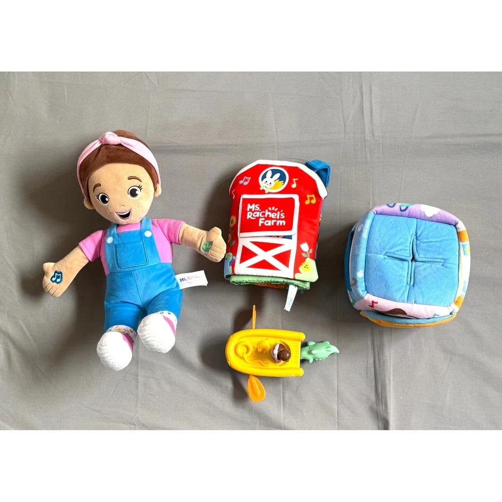 Ms Rachel Speak & Sing Doll Farm Soft Book Sensory Cube and Boat Toy Bundle‎